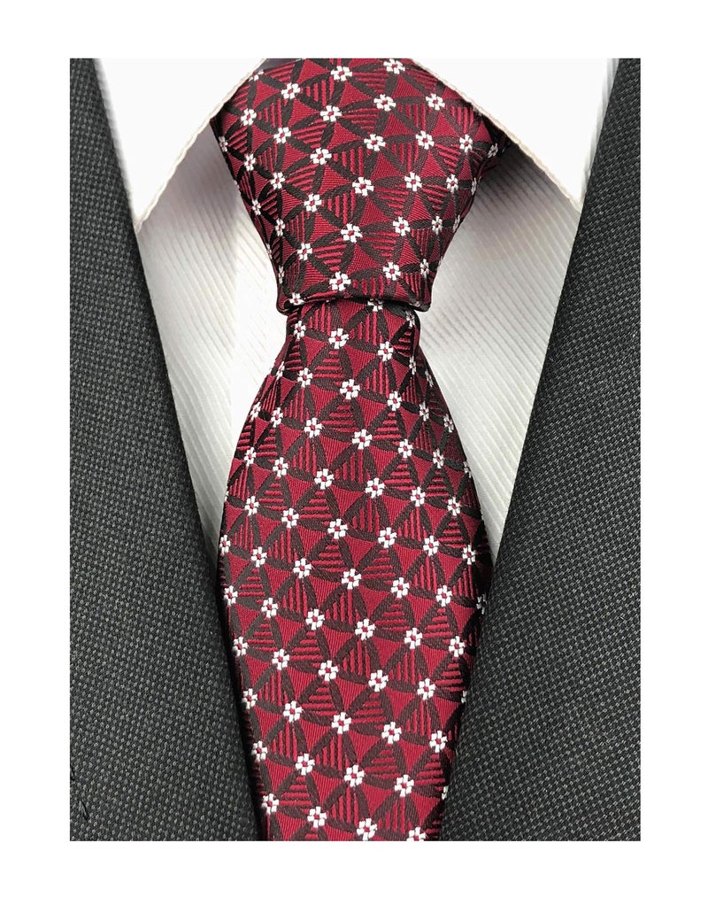 Ctskyte Slim Silk Necktie for Men Woven Jacquard Patterned Business Wedding Skinny Ties (Dark Red Floral, One Size) - Image 4